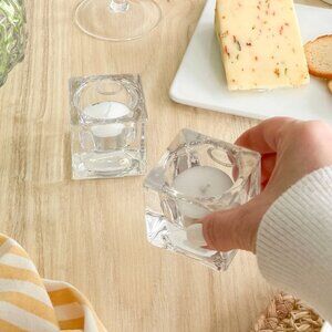 (Set of x6) Abbott Collection - Clear Glass Square Tealight Holders